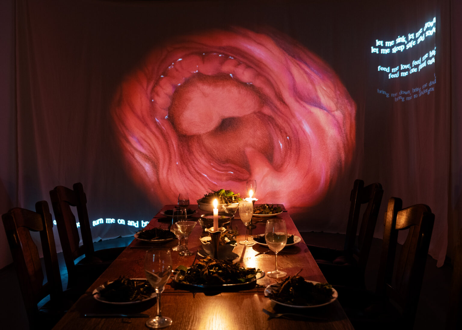 Unfair - 2024 _lewd banquet_ installation shot 2 at jan van eyck open studios