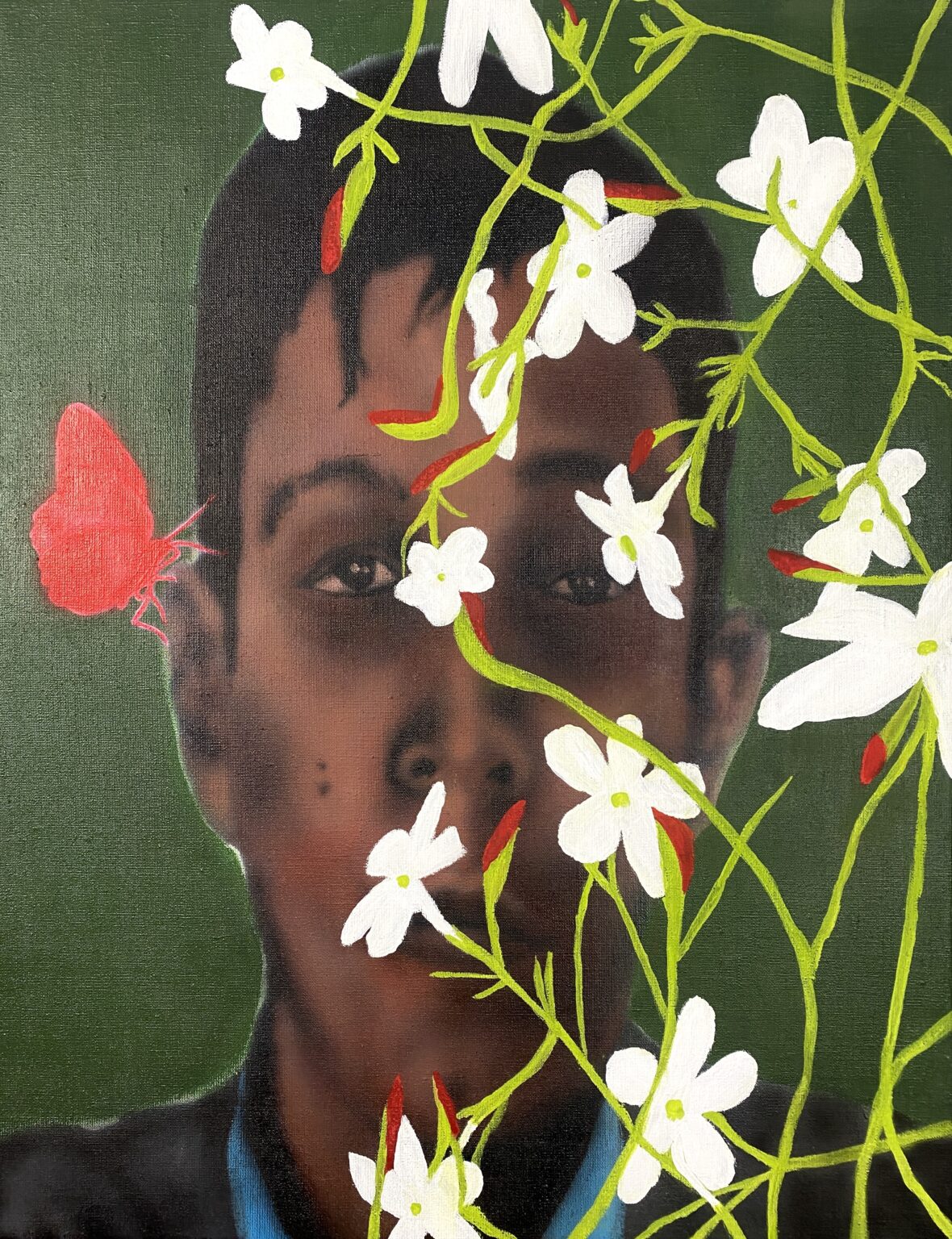 Unfair - Mazen, 2025 and gouache and acrylics on linen-65x50cm, ahmad mallah